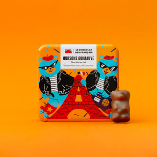 Le Chocolat des Francais - Small Tin of Chocolate Covered Marshmallow Bears