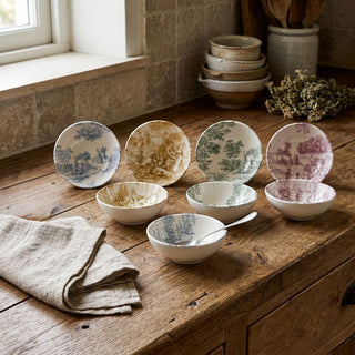 Stoneware Toile Bowl - Choose Color