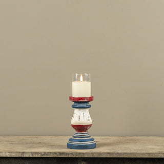 Patriotic Wooden Pillar Candle Holder - Choose Size