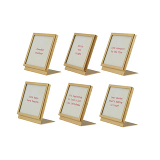 3" Gold Metal and Glass Holiday Saying Frame — Choose Your Style