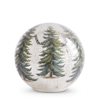 Pine Tree LED Mercury Glass Tabletop Globe with Timer - Choose Size
