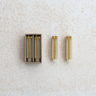 5" Set of 2 Gift Box Shaped Taper Candles - Ivory and Gold