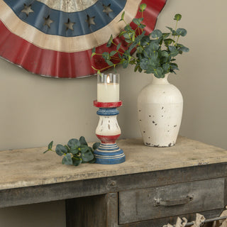 Patriotic Wooden Pillar Candle Holder - Choose Size