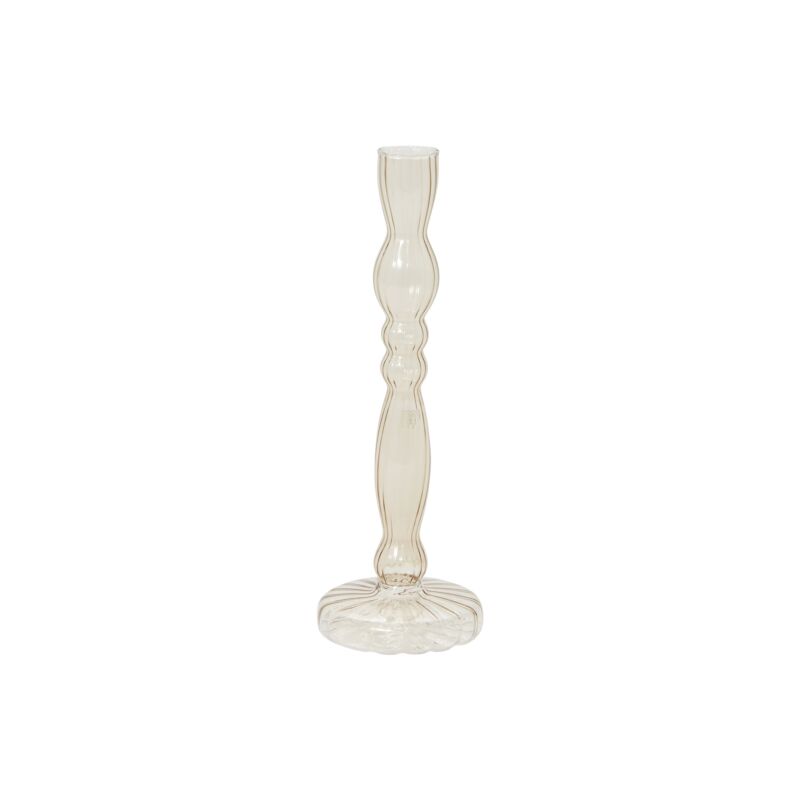 8.5" Raywood Glass Candlestick Bud Vase - Smoke