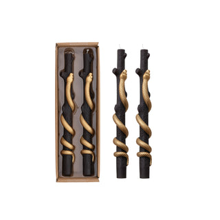 Golden Serpent Taper Candles – Set of 2
