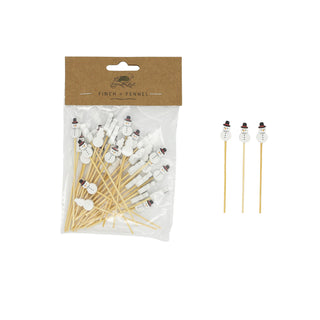 Bamboo Skewers with Snowman Shaped Handles