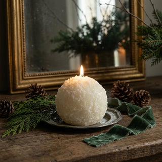 4.5" Cream Shimmer 3D Flame Snowball Candle