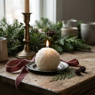 3" Cream Shimmer 3D Flame Snowball Candle