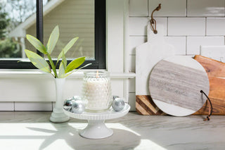 Greenleaf Shimmering Snowberry Hobnail Glass Signature Candle
