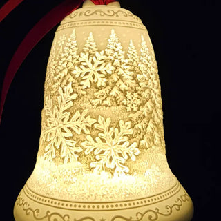 Luumii Lights Porcelain Bell Ornament - Snowflakes