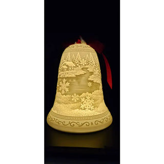 Luumii Lights Porcelain Bell Ornament - Snowflakes