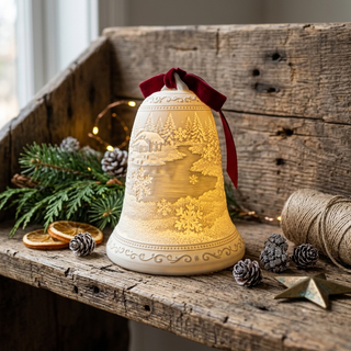 Luumii Lights Porcelain Bell Ornament - Snowflakes
