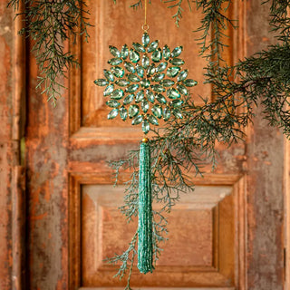 Majestic Jeweled Snowflake With Tassel Ornament