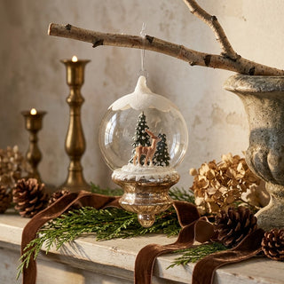 6.75" Snow-Topped Globe with Deer Ornament