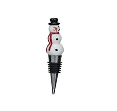 Holiday Bottle Stopper with Hand Painted Glass Holiday Design - Choose Style