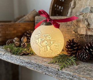 Luumii Lights Porcelain Christmas Ball Ornament - Snowman Friends