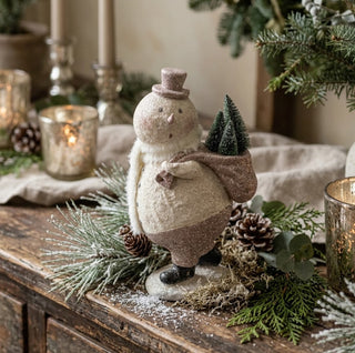 12.5" Surprised Snowman Carrying Trees