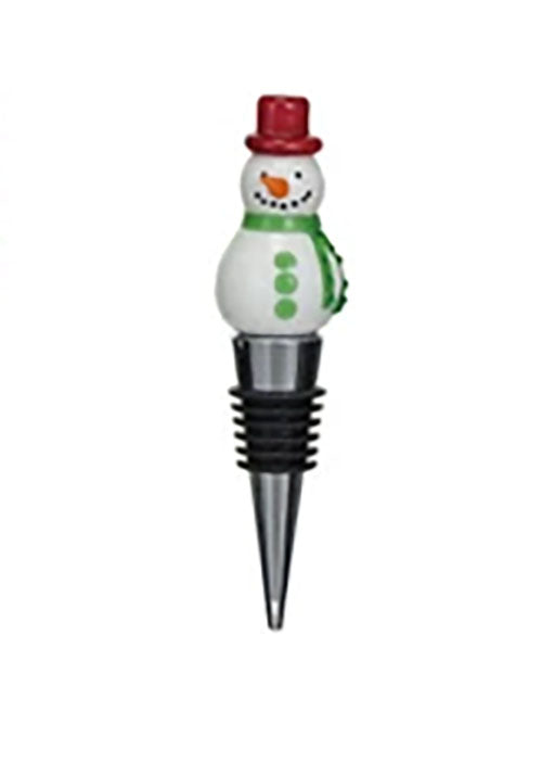 Holiday Bottle Stopper with Hand Painted Glass Holiday Design - Choose Style