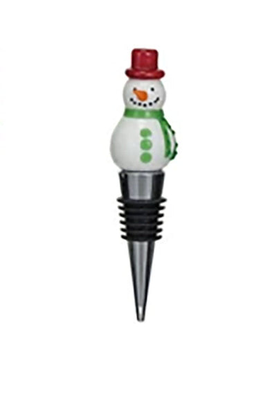 Holiday Bottle Stopper with Hand Painted Glass Holiday Design - Choose Style