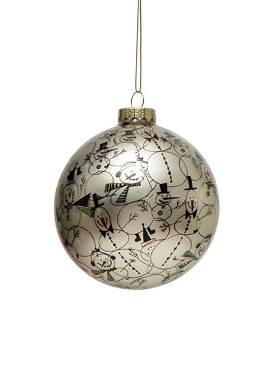 Modern Holiday Glass Christmas Ball - Choose Santa or Snowman