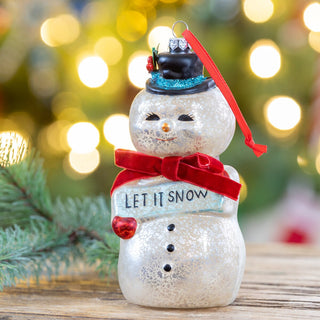 Vintage Style Glass Snowman Ornament