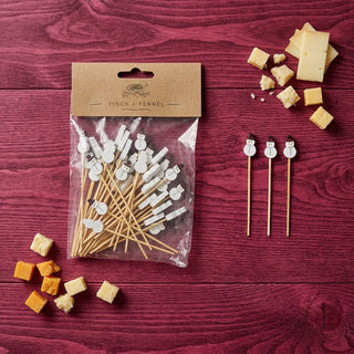 Bamboo Skewers with Snowman Shaped Handles