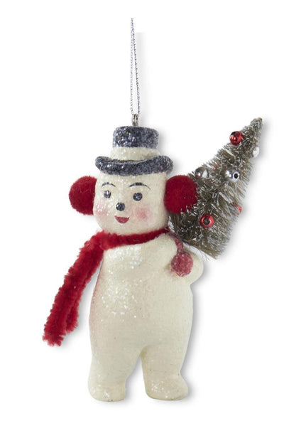 Retro Mache Snowman Ornament - Choose Style