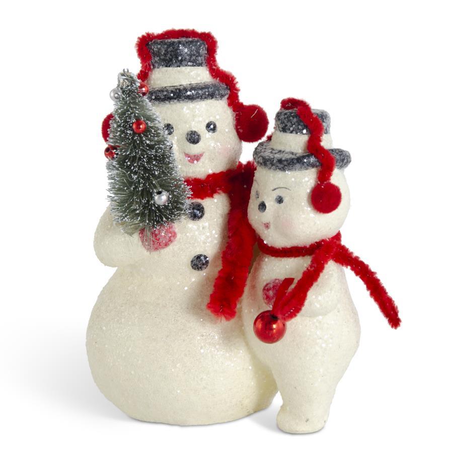 Retro Style Paper Mache Snowman Friends