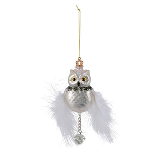 Glass Snow Owl Ornament