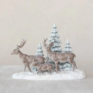 Snowy Deer Family