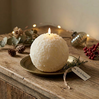 6" Cream Shimmer 3D Flame Snowball Candle