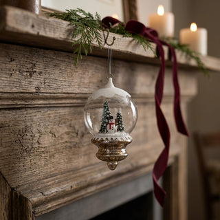 6.75" Snow-Topped Globe with Snowman Ornament