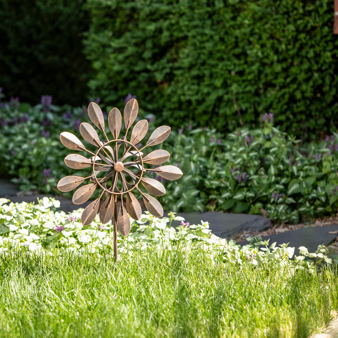 Spinning Flower Petal Garden Stake