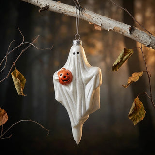 Cody Foster A Happy Haunting White Ghost Glass Ornament