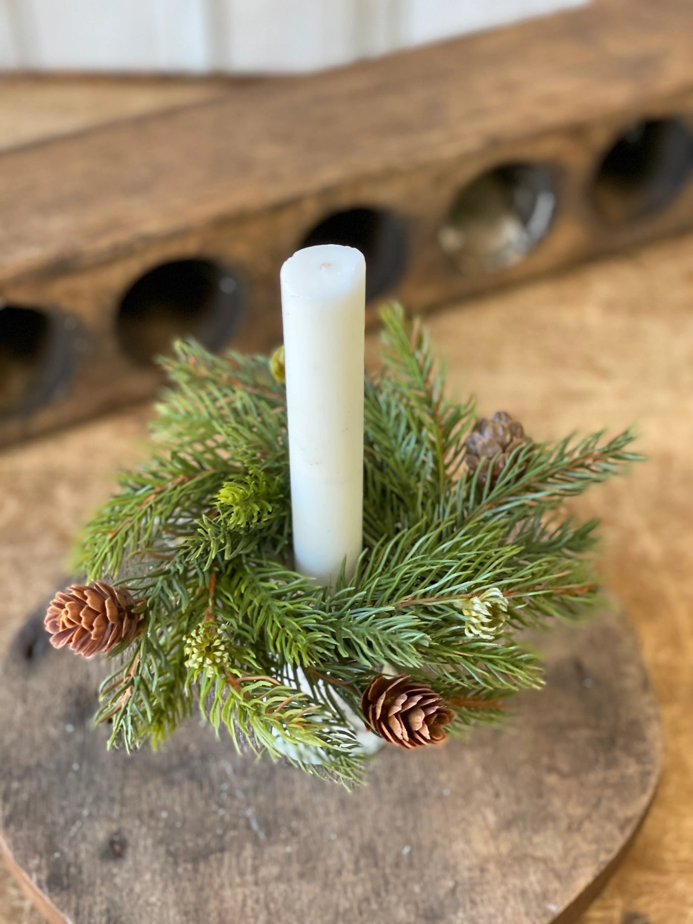 White Spruce Taper Candle Ring