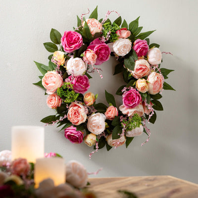 24" English Garden Floral Wreath