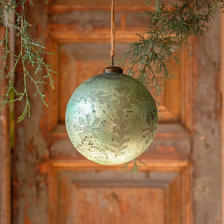 Spruce Antique Foil Glass Etched 6" Ball Ornament