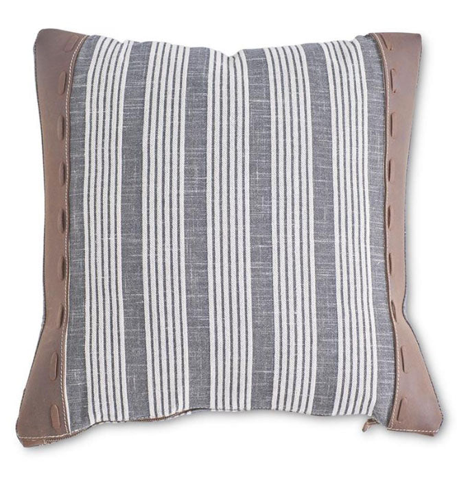 20" Square Leather Trimmed Pillow - Choose Style