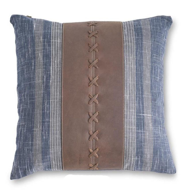 20" Square Leather Trimmed Pillow - Choose Style