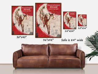 Retro Rudolph Christmas Canvas Wall Art - Choose Size