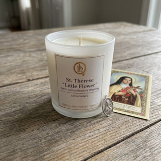Love & Light Prayer Candle - St. Therese " Little Flower"