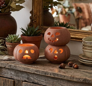 Stackable Grinning Pumpkin Votive Set