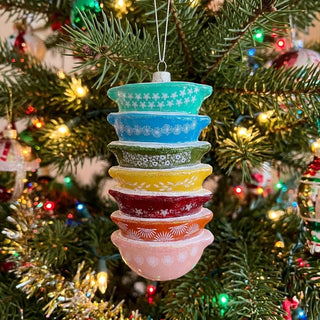 Cody Foster Stacked Retro Mixing Bowls Glass Ornament