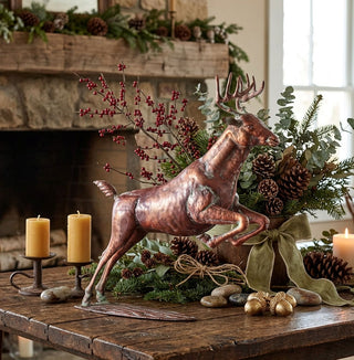 Leaping Stag With Verdigris Finish