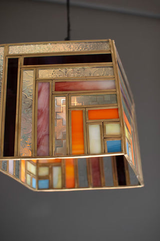 The Square Stained Glass Pendant Lamp
