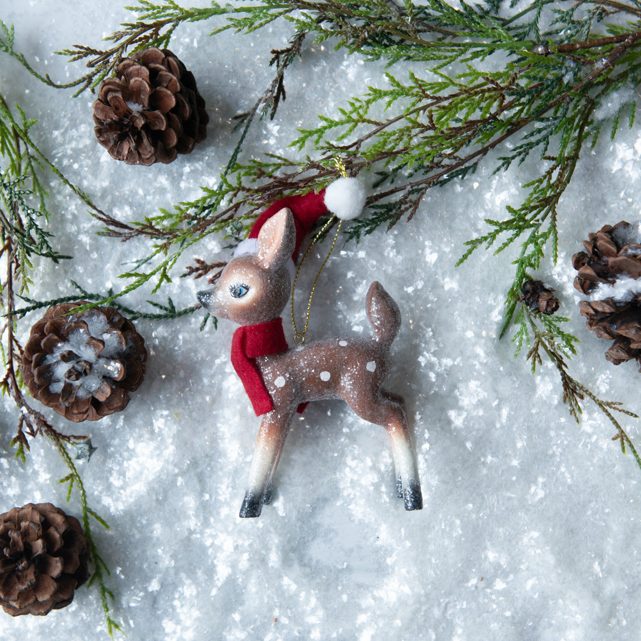 Paper Mache Retro Standing Deer Ornament