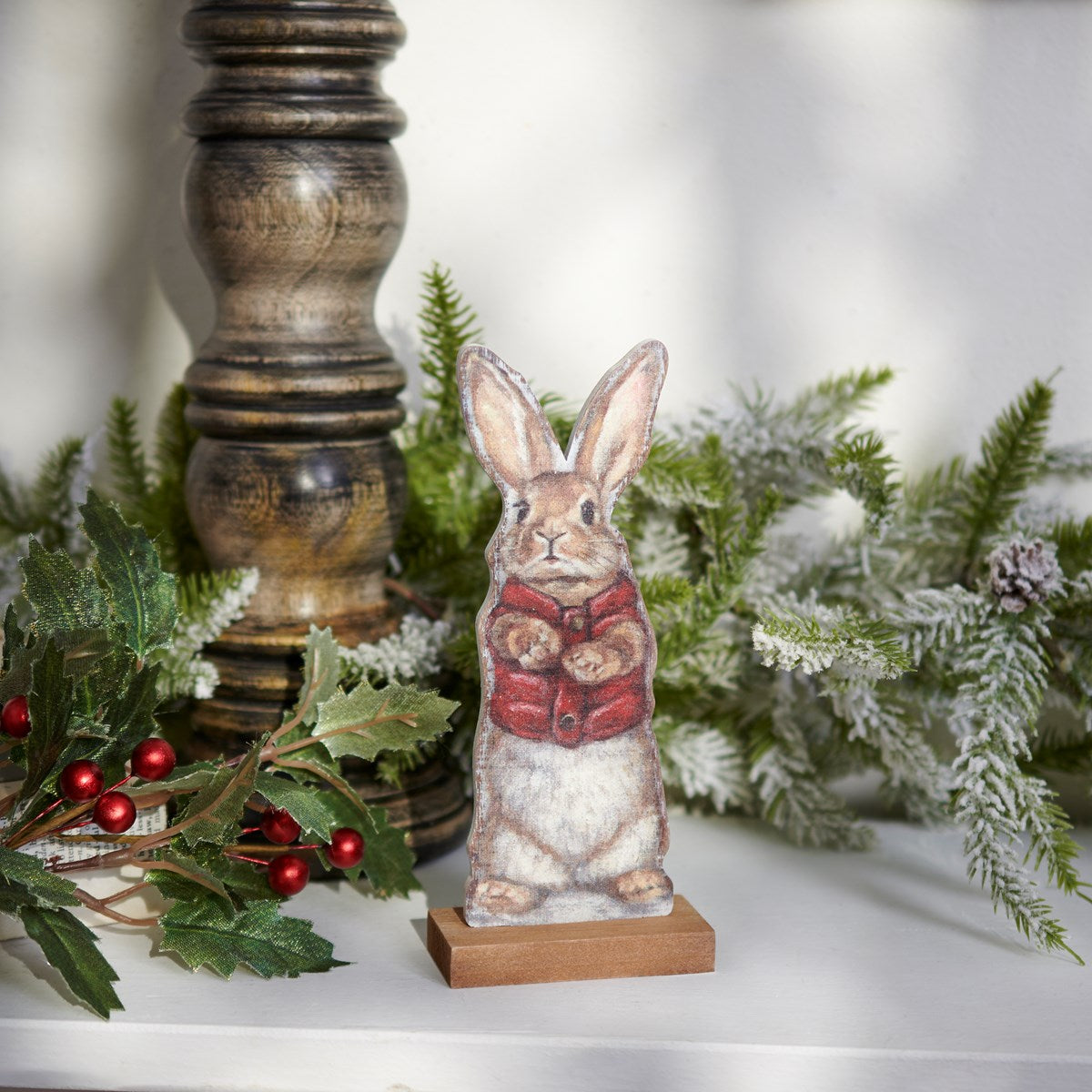 Standup Wooden Holiday Bunny