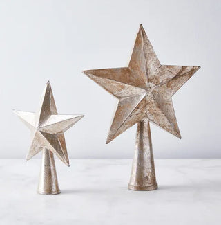 Antiqued Silver Paper Mache Tree Topper Star
