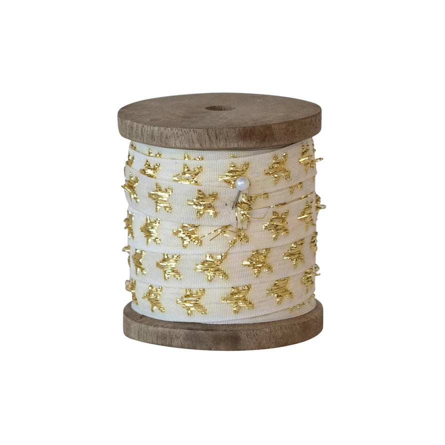 10 Yards Wooden Spool with Star Ribbon