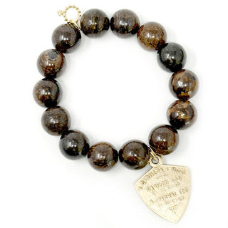 Bronzite with Gold St. Christopher Shield of Protection